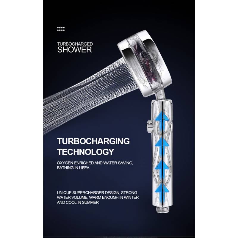 Pressure Turbocharged Flower Fountain Type Shower Head 3 Mode Saving Water with Water-Stopping,2021 Tik Tok Hot Sell