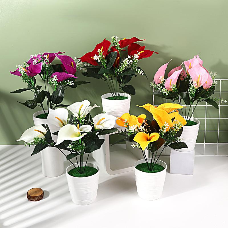 Zantedeschia Aethiopica Simulates Potted Plant Artificial Flower Decoration