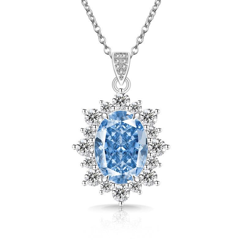2026 Colored Treasure Ice Flower Cut Oversized Pigeon Egg Necklace Burst High Carbon Diamond Sunflower Pendant