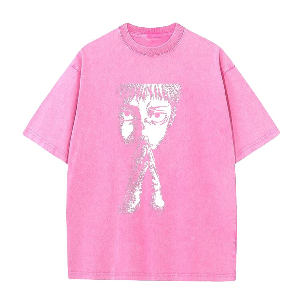 Itadori Yuji Jujutsu Kaisen Clothing Men Short Sleeve Manga T-shirts Vintage Washed T Shirt Casual Cotton Tee Harajuku Tshirt