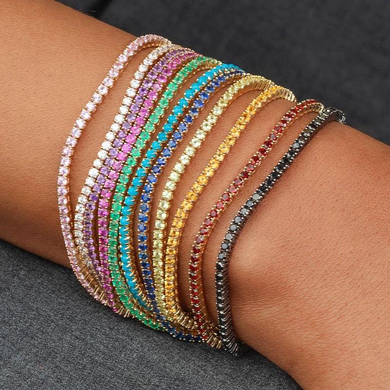 Bohemian Multi Color Elastic Crystal Bracelets for Women Girls Rhinestones Tennis Chain Bracelets Wristband Wedding