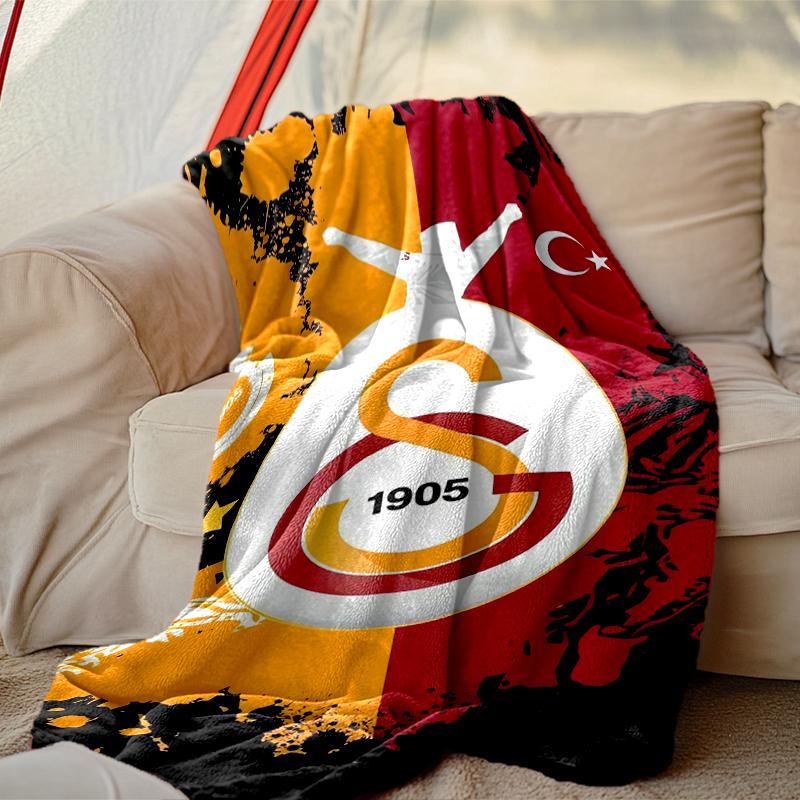 1pc Galatasaray SK Blanket, Home Printed Throw Blanket - Soft Blanket Gift for Family, Washable Sofa Bed Blanket
