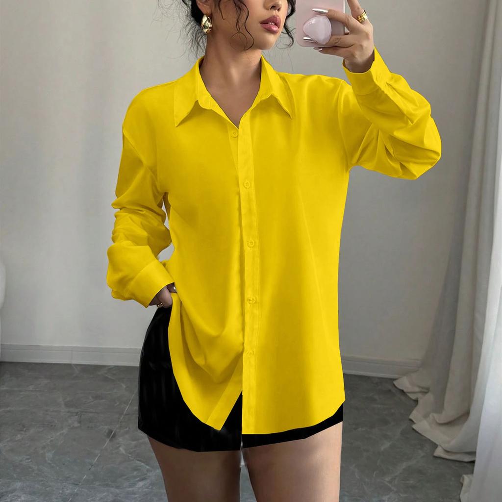 Women's Long Sleeve Button Down Shirt Casual Elegant Color Top