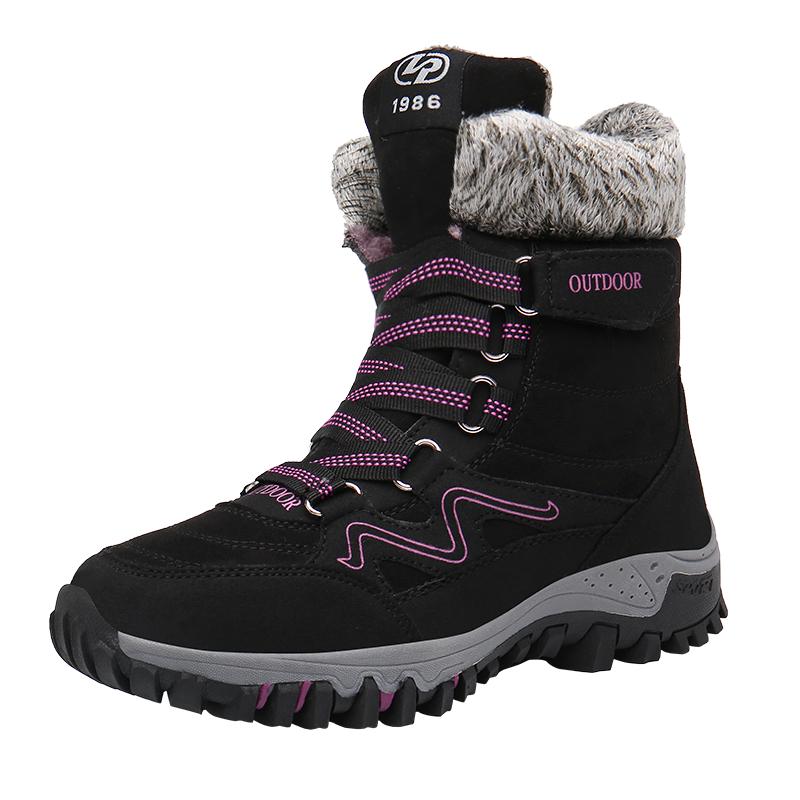 Men's Hiking Boots Waterproof Suede Hiking Sneakers for Men Women Plush Warm Comfortable High Top Anti-slip Hiking Shoes