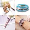 Bohemian Woven Leather Wristband With Alloy Accents For Casual Accessory