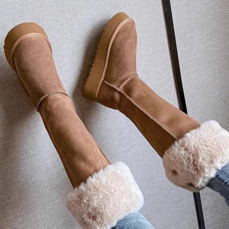 Qian Songyi Has the Same Long Snow Boots for Women's Winter Velvet and Thicker 2025 New Platform Cotton Shoes But Knee Boots