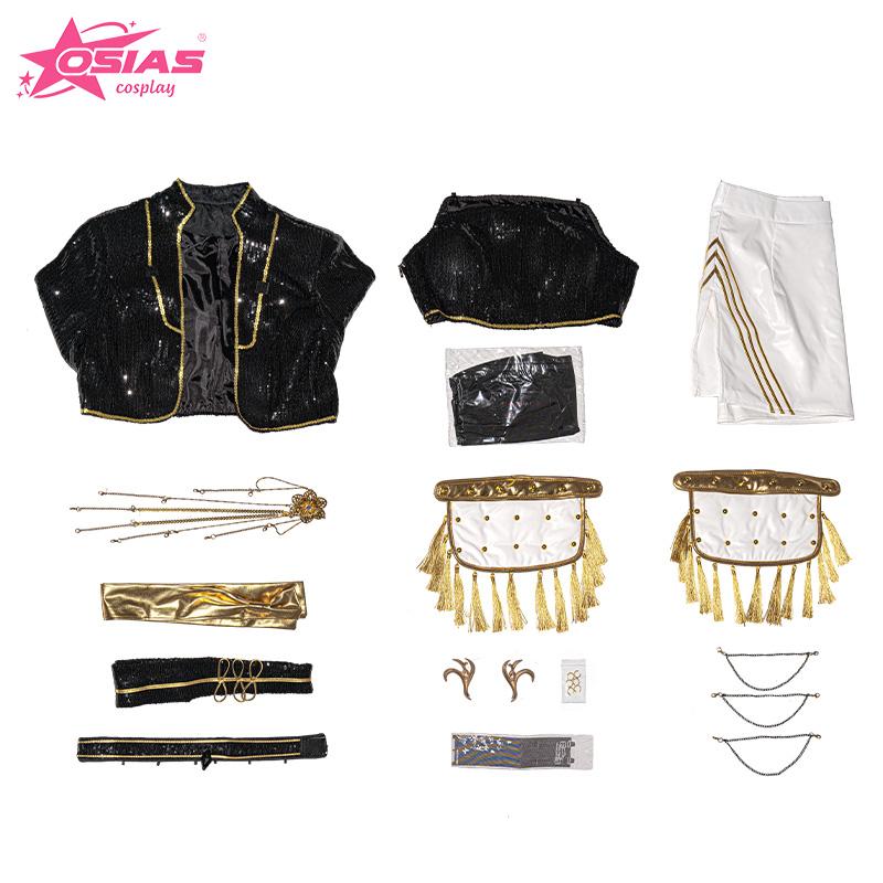 OSIAS Mira Cosplay Costume Set Mira wig Mira shoes Wuthering Waves Golden Stage Outfit Black S