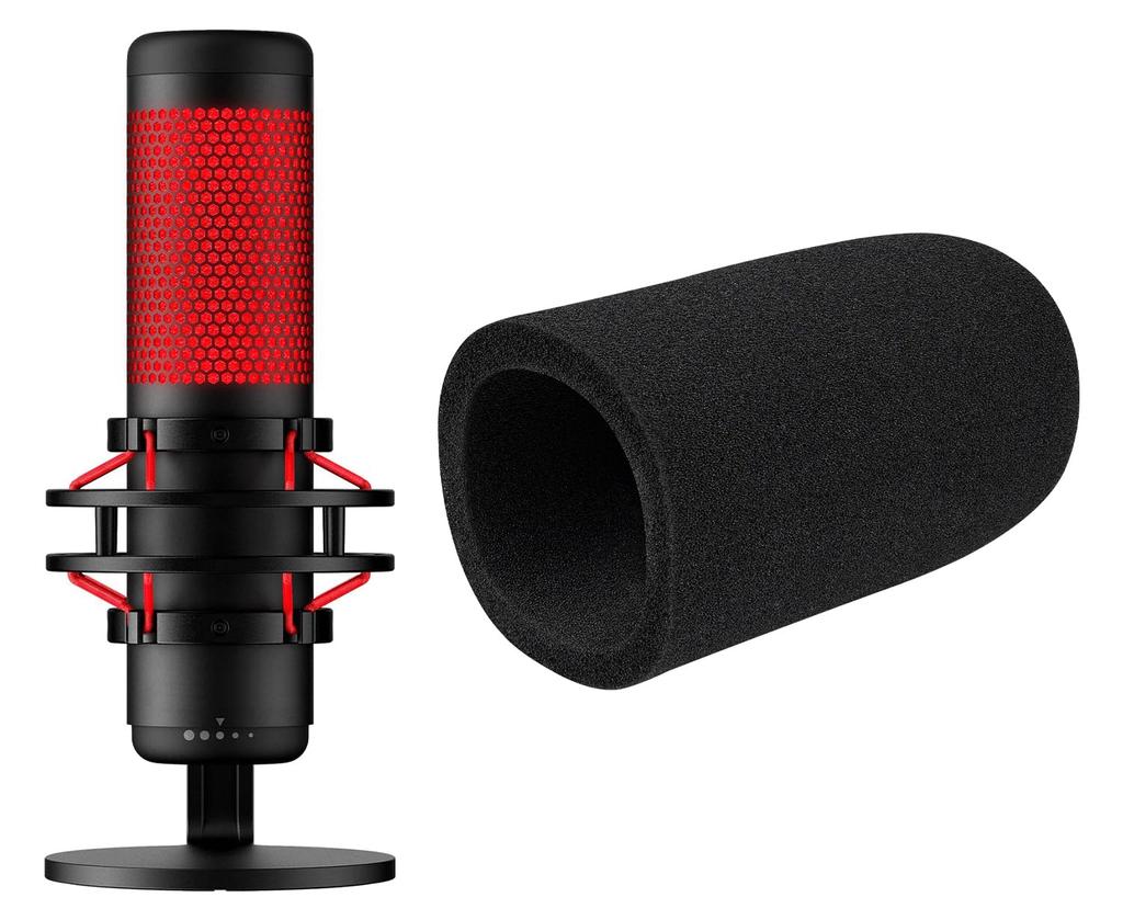 SOULWIT Microphone Foam Cover Pop Filter for HyperX QuadCast QuadCast S QuadCast 2S Wind Screen Replacement Black