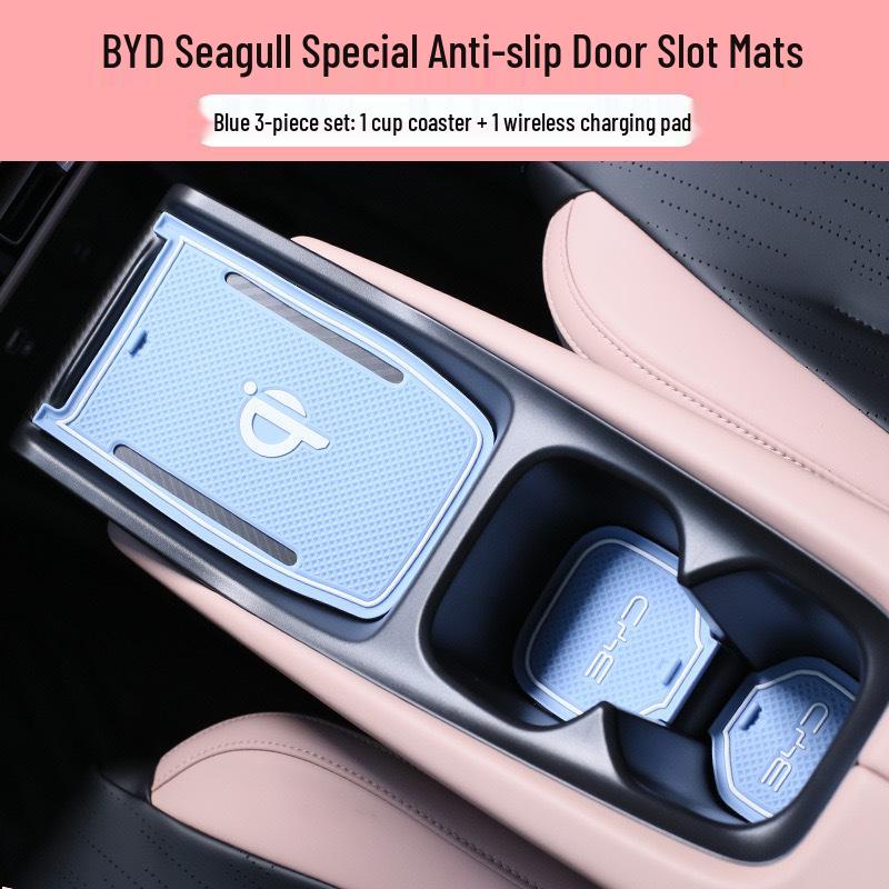 BYD Seagull Wireless Charging Silicone Console Pad & Cup Holder Accessory.