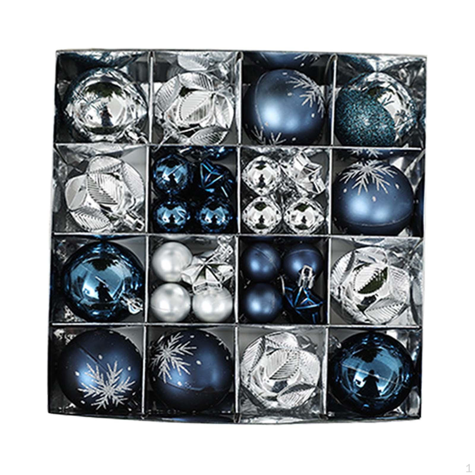 

44 Pieces Christmas Ornaments Hanging Xmas Tree Ball with Loops for Anniversaries blue and argent