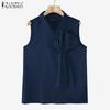 ZANZEA Women Bows Collar Summer Sleeveless Tank Tops