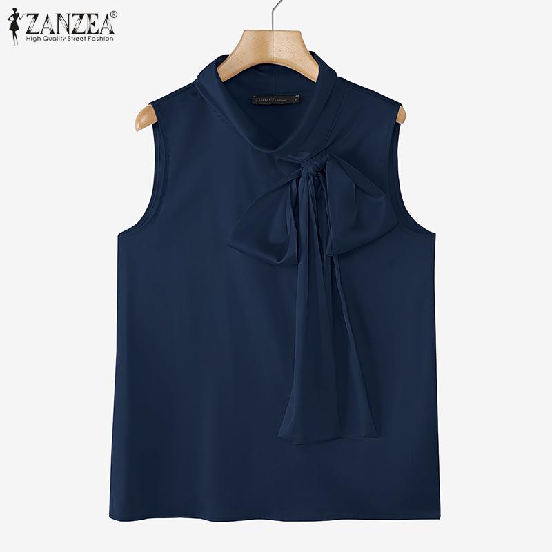 ZANZEA Women Bows Collar Summer Sleeveless Tank Tops