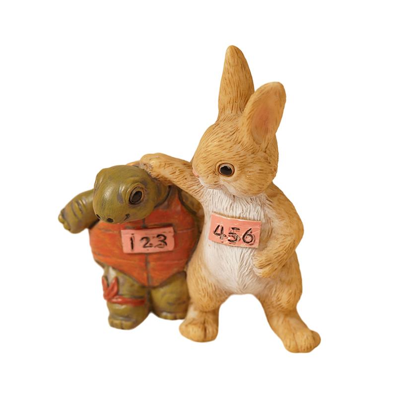 1PCS The Bunny Standing Rabbit Outdoor Garden Statue Turtle Hedgehog Statue Full Color Finish Small Animals Decorations