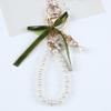Lily Flower & Pearl Car Keyring with Earphone Case Decoration