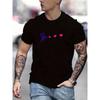 T-Shirt mit Herzmuster, Herren-T-Shirt, lässiges Kurzarm-T-Shirt für den Sommer