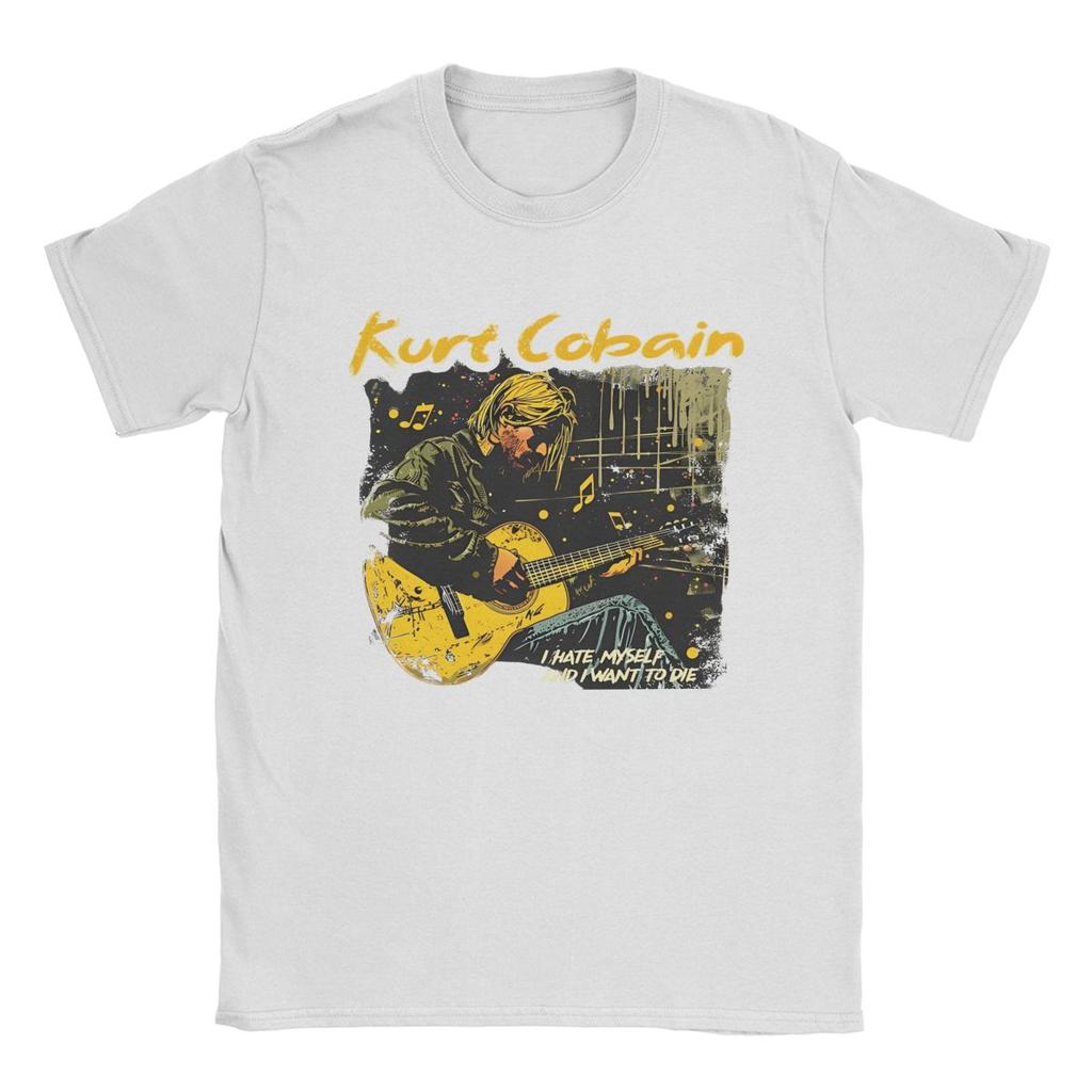 Casual Kurt Cobain T-shirts för män Rund hals Bomulls T-shirt Kortärmad T-shirt Unika toppar