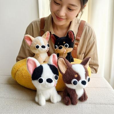 15cm Niedliches Chihuahua Plüschtier Hockender Kleiner Hund Welpenpuppe Braun Creme Schwarz Weiß Cartoon Tier Plüschtier Geschenk