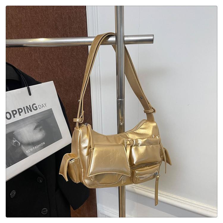 

Повседневная сумка через плечо в стиле мотоцикла, модная и ретро-сумка из масляно-вощеной кожи, женская сумка золотой