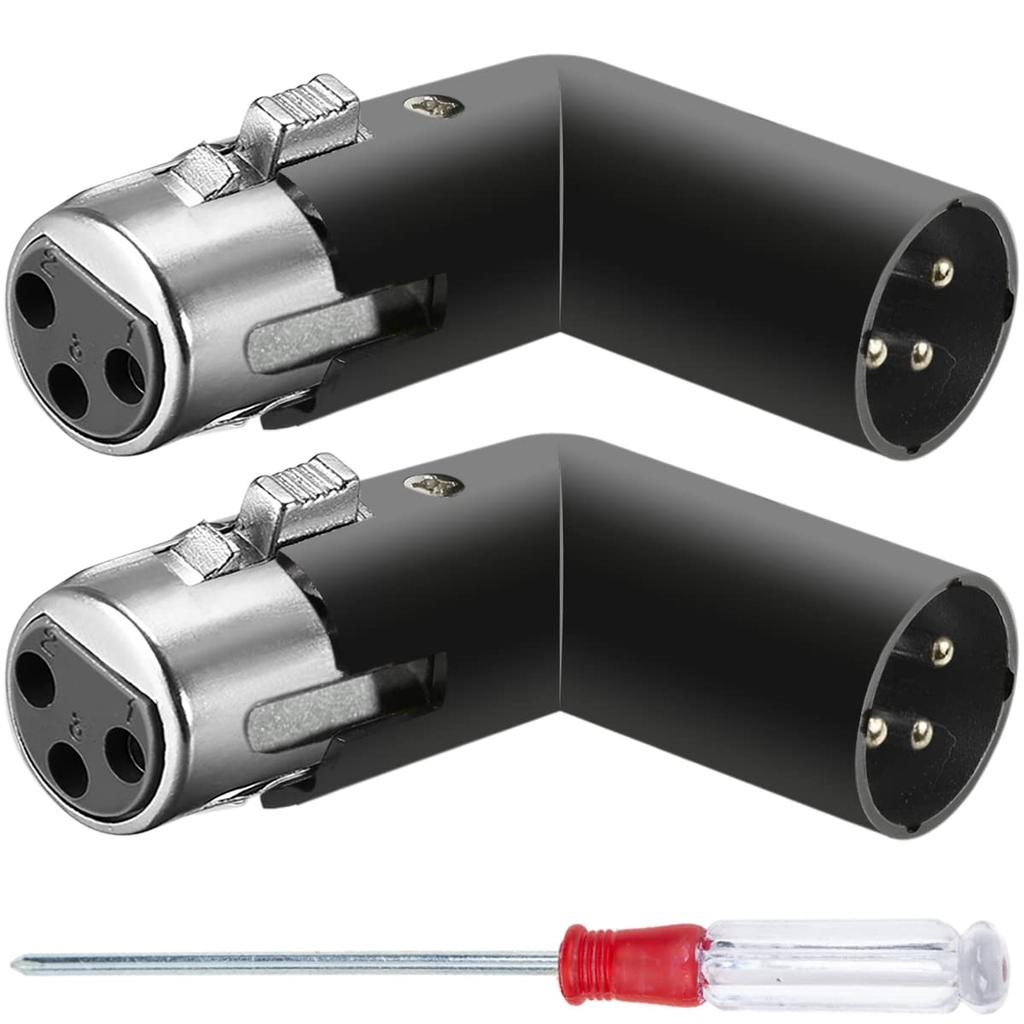 Xiatiaosann XLR Angle Adapter 3-Pin Dual Male To Female Connector 90 Degree Adjustable 4 Different Angles RightLeft Plug Socket for Mixer Microphone