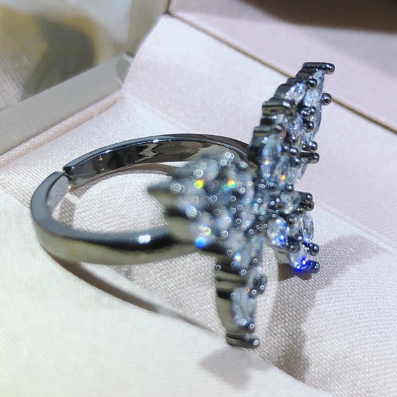 925 Sterling Silber Vintage Romantischer Schwarzgold Schmetterling Ring Verstellbar Antiker Ring Damen Eleganter Schmuck Party Geburtstagsgeschenk