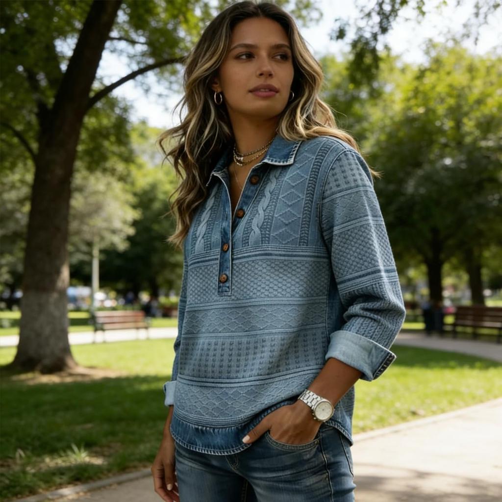Women's Vintage Print Loose-fitting Long-sleeved Top