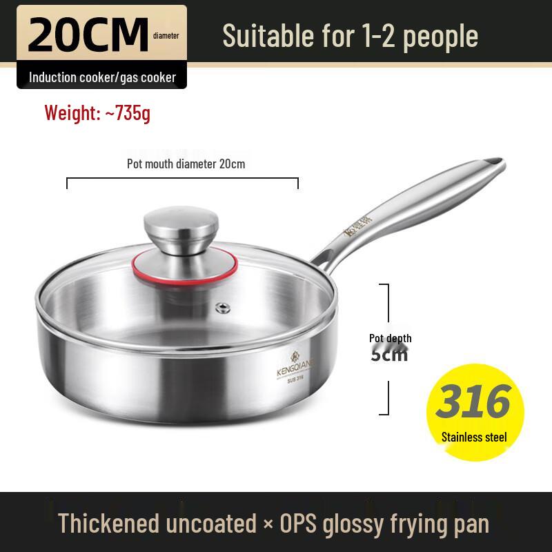 DUTRIEUX 316 Stainless Steel Non-stick Frying Pan with Lid