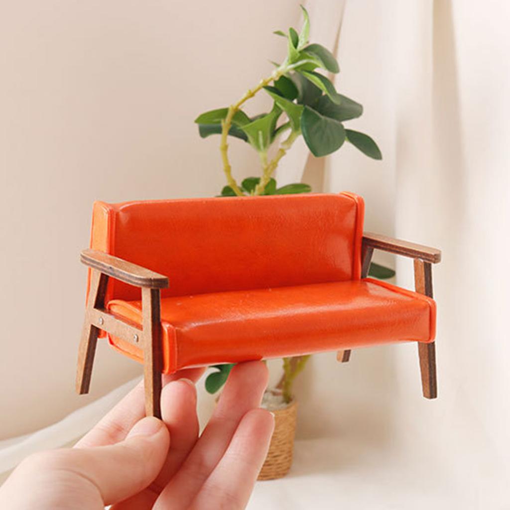 Miniature Leather Sofa Chair Model for Dollhouses Living Room Decoration 1 12 Scale Toy Accessories for Household Use