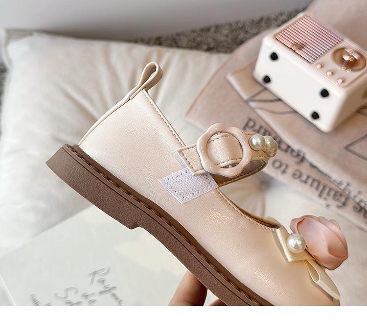 Girls' Round-Toe Floral Leather Shoes, 2026 Spring/Autumn Collection, Versatile Korean Style, Fashionable Princess Shoes for Little Girls