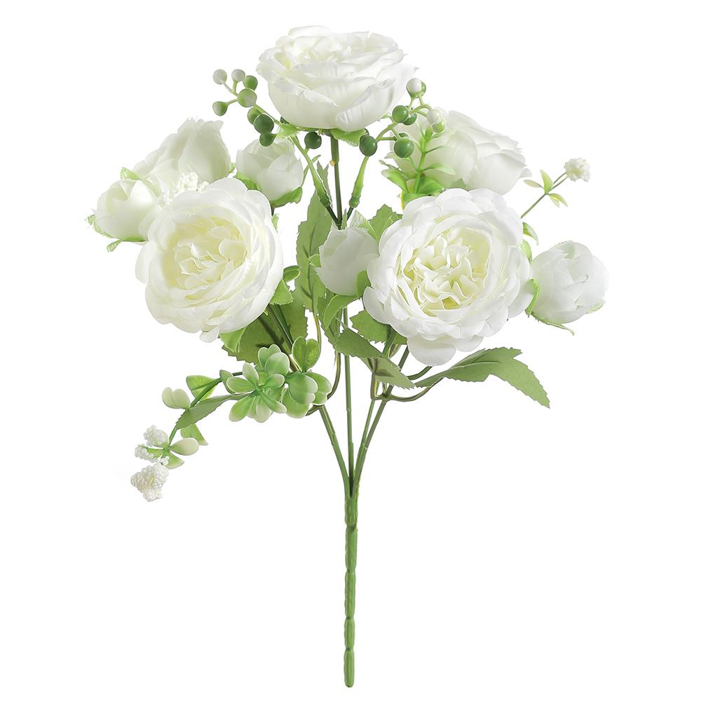 White Peony Artificial Flowers Fake Silk Bouquet For Wedding Decoration Table Home Room Decoration DIY Bridal Flower Arrangement