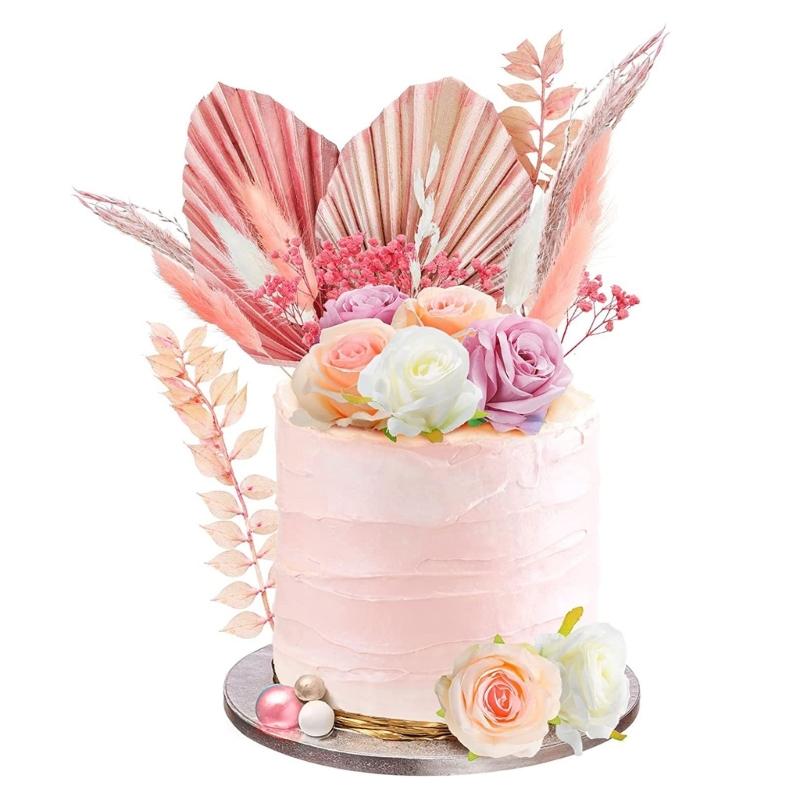Kuchen Blatt Künstliche Rose Blume Kuchendekoration für Geburtstagsfeier Hochzeit Babyparty Themenpartyzubehör