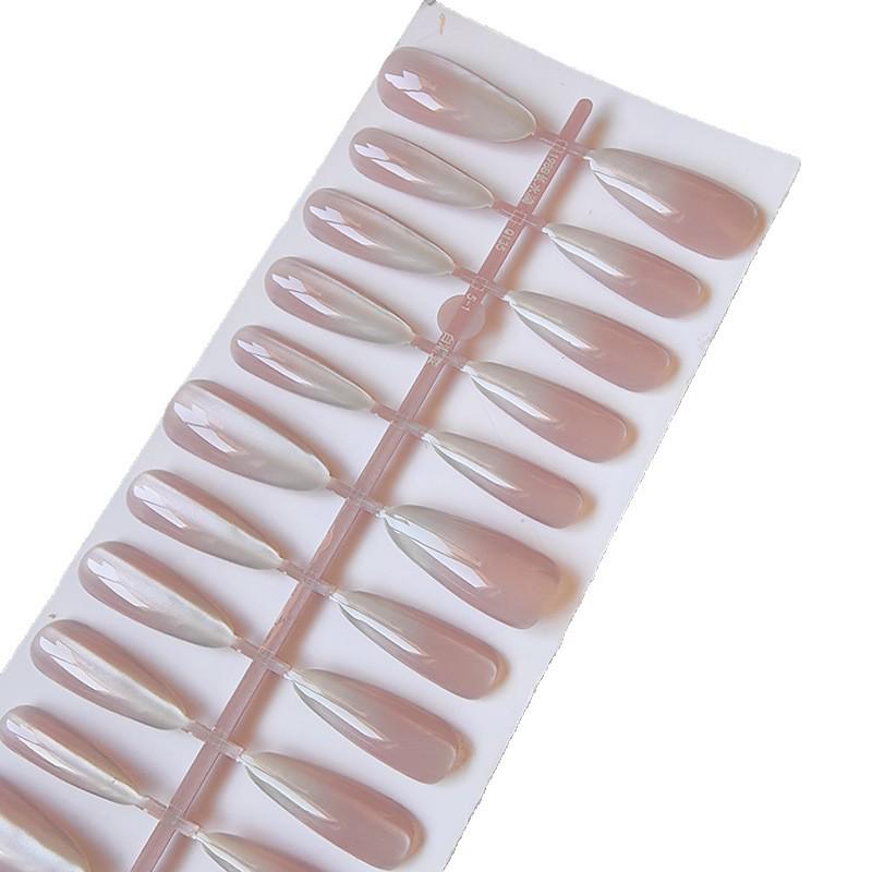 Blush Gradient Cat Eye Manicure: Long Pointed Wearable False Nails
