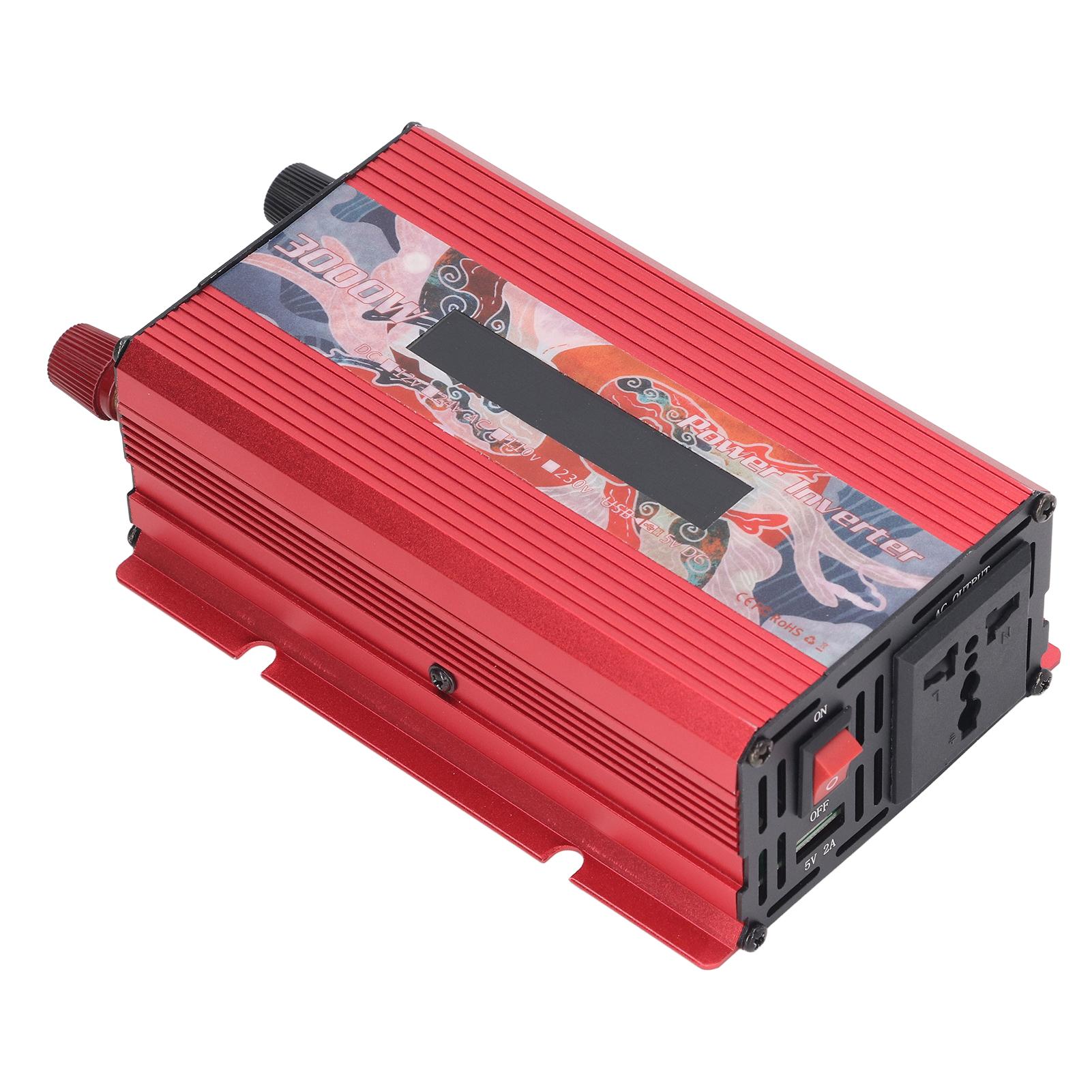 

3000W DC to AC Modified Sine Wave Inverter LCD Display Power Converter with 2.0A USB Port Cooling Fan Red DC24V красный
