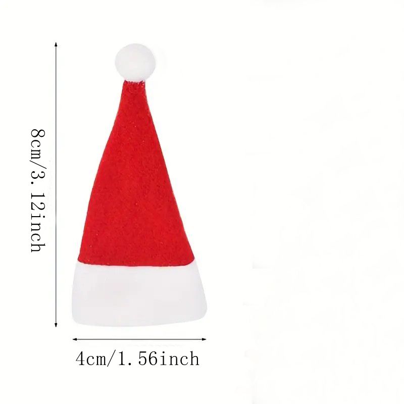 5/10/20Pcs Christmas Hat for Fork Knife Tableware Decorations Plush Mini Santa Hat Family Party Decor New Year Gifts Xmas Hat