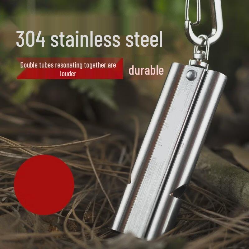 Stainless Steel Dual-Tube High-Frequency Outdoor Survival Whistle