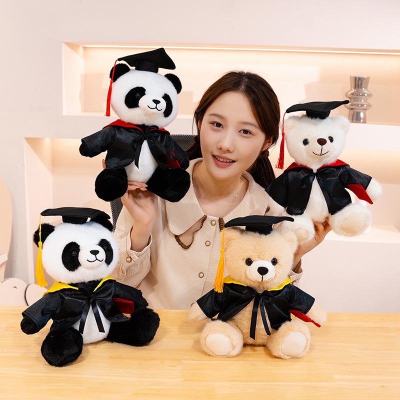 Graduation Panda Plush: Master's/Doctor's Cap Souvenir