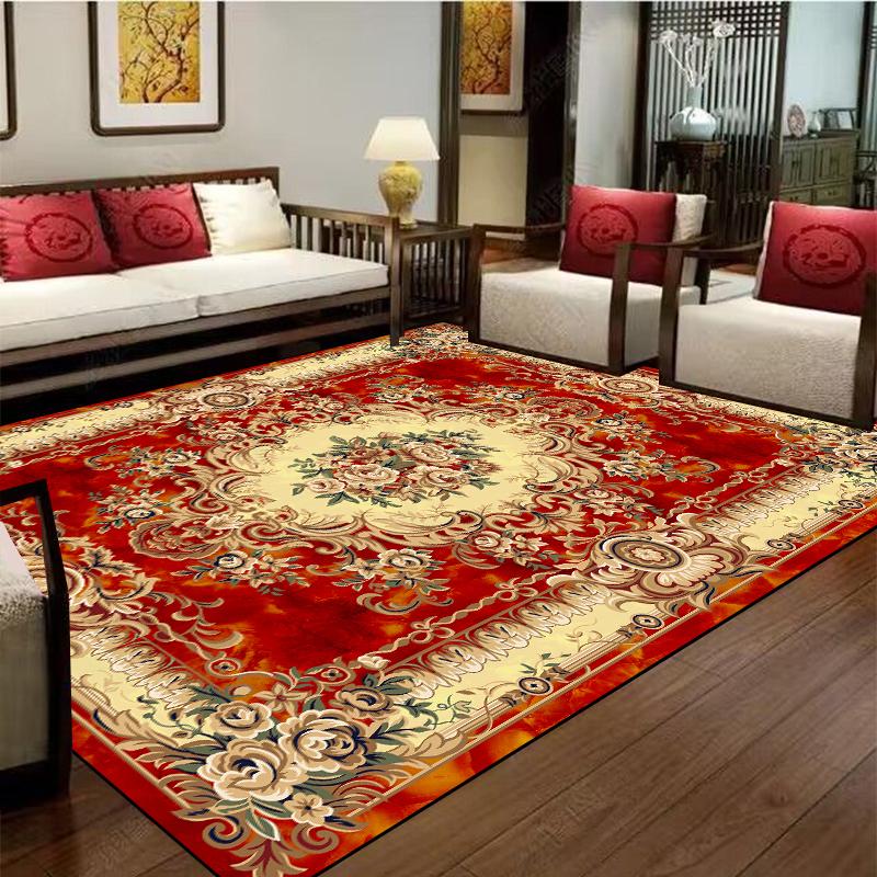 European Red Luxury Carpet Large Living Room Decoration Home Rugs Soft Comfortable Lounge Rug Anti Slip Washable Bedroom Mat