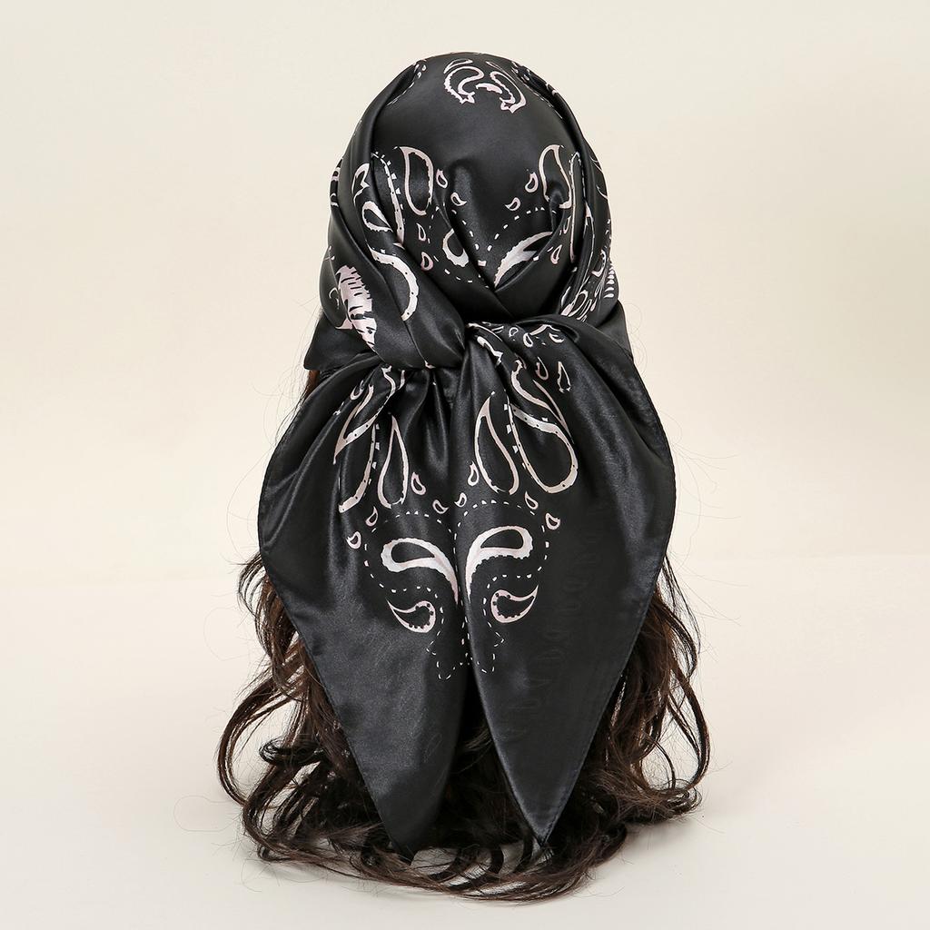 90*90cm Women Scarf Silk Feeling Hair Neck Square Brand Office Bandanna Muffler Waiter Flight Attendants Handkerchief Rings Wrap