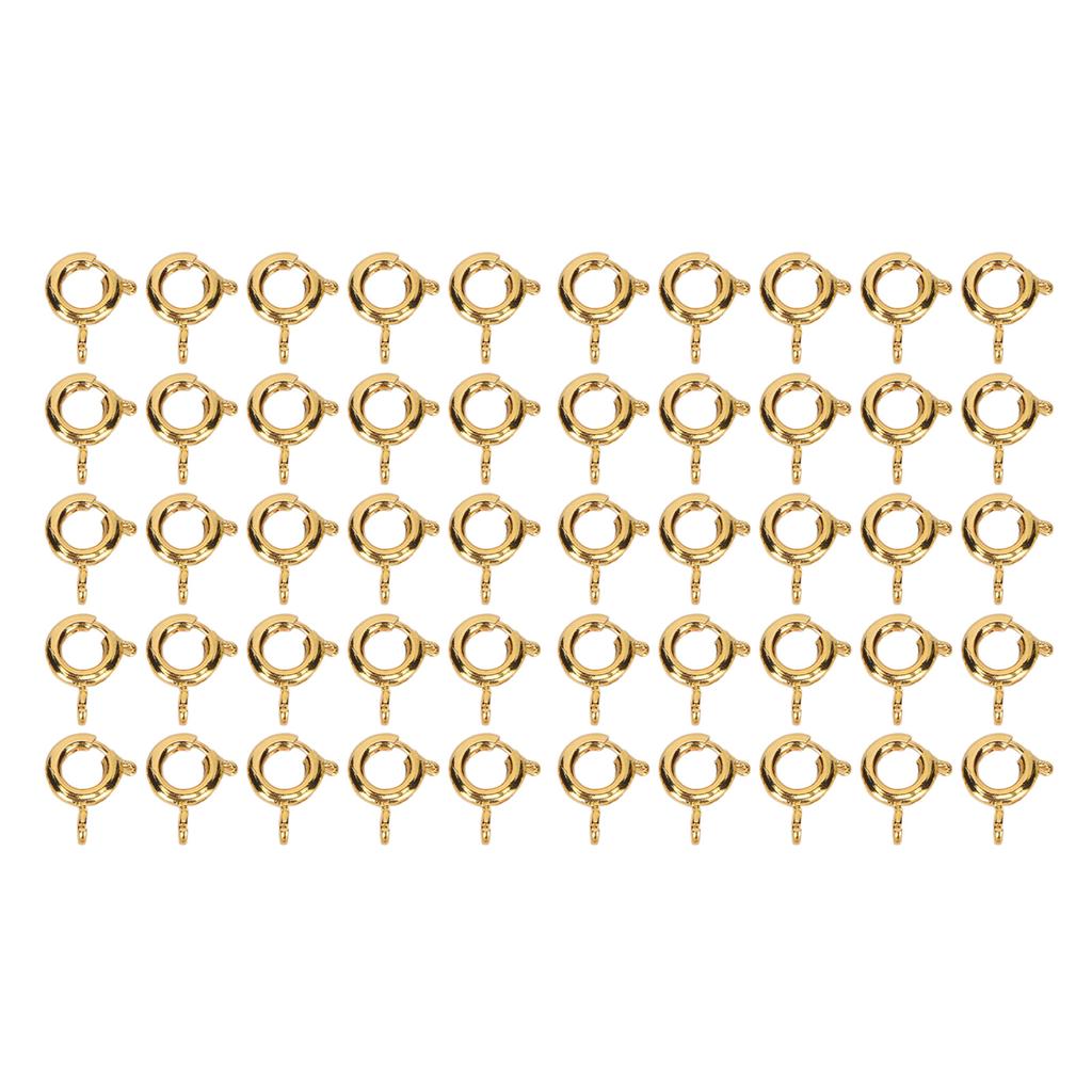 50 Pcs Spring Ring Clasps 6mm Diameter 1.5mm Hole Decorative Copper Round Clasps for Jewellery Gold