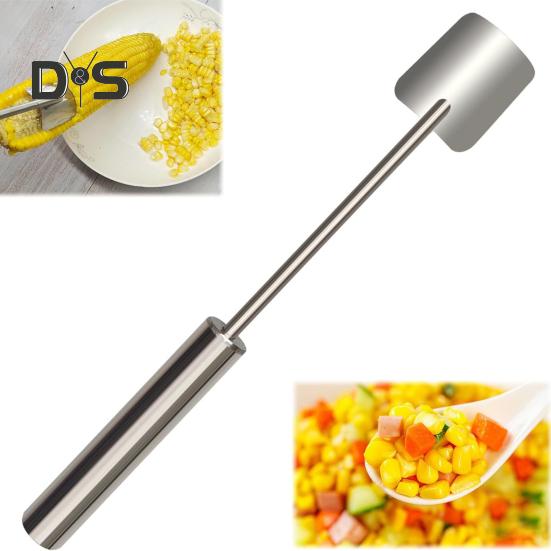 Verktøy for å skrelle maiskolber i rustfritt stål Magisk maisstripper Enkel maiskvern med langt håndtak Skarpt blad Kjøkkenredskap for hjemme- og restaurantbruk