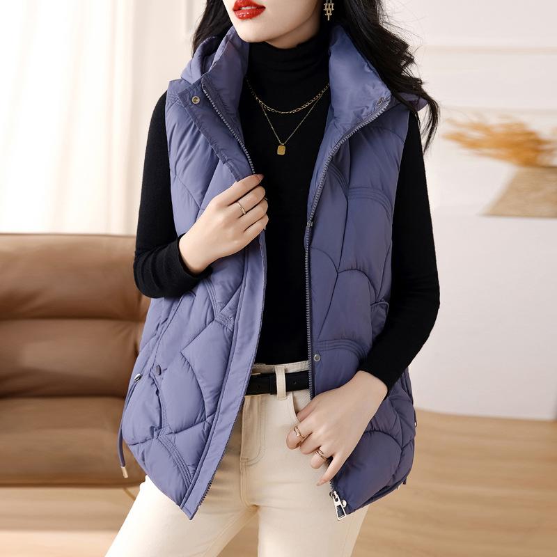 

Women s Hooded Zipper Cotton Vest Winter Sleeveless Warm Quilted Vests Korean Fashion Outdoor Windbreak Ski Coat XXXXL фіолетовий