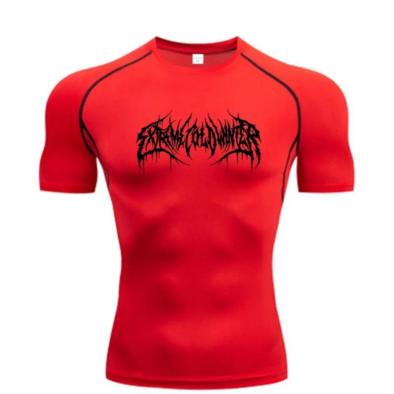 Abbigliamento Fitness Estivo Felpa a Compressione Manica Corta Uomo Corsa Asciugatura Rapida Top Palestra Allenamento Bodybuilding Maglietta