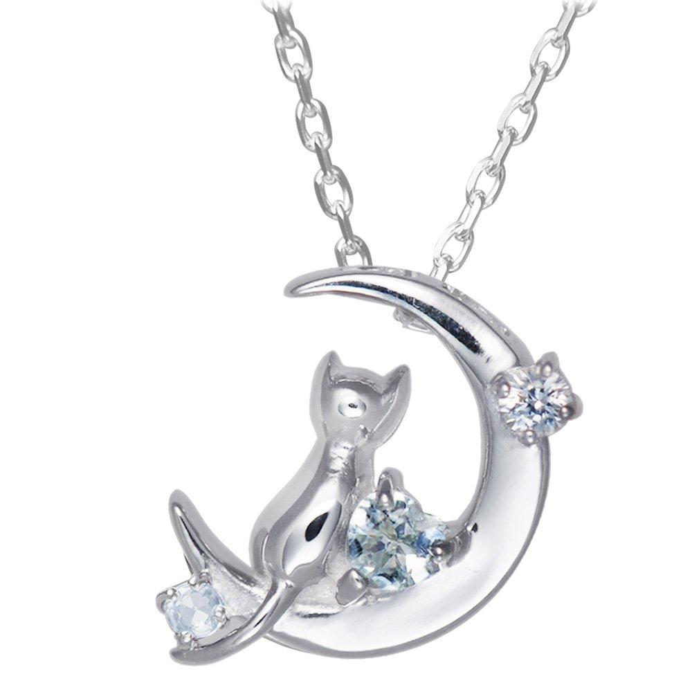 

Necklace Crescent Moon Cat Silver Selectable Birthstone June Blue Moonstone Mirai [Mirai Angel] Women s 1165WEB_BMS