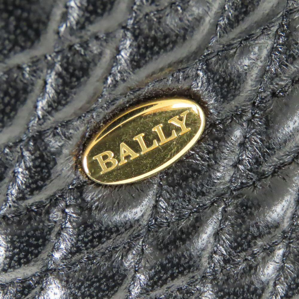 Used BALLY Tote Bag quilting leather black Chain