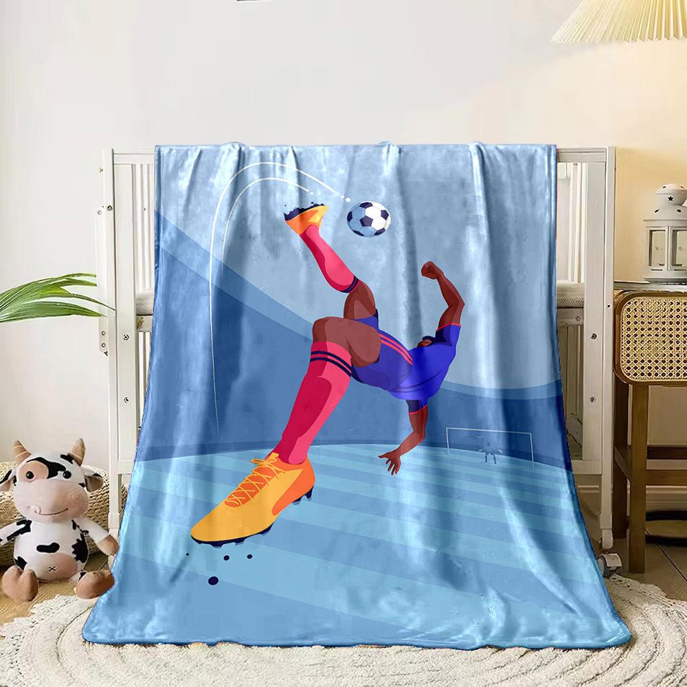 

A soccer player performs an acrobatic kick, striking the ball mid-air. for all seasons blanket lunch break throw gift 80cm x 120cm