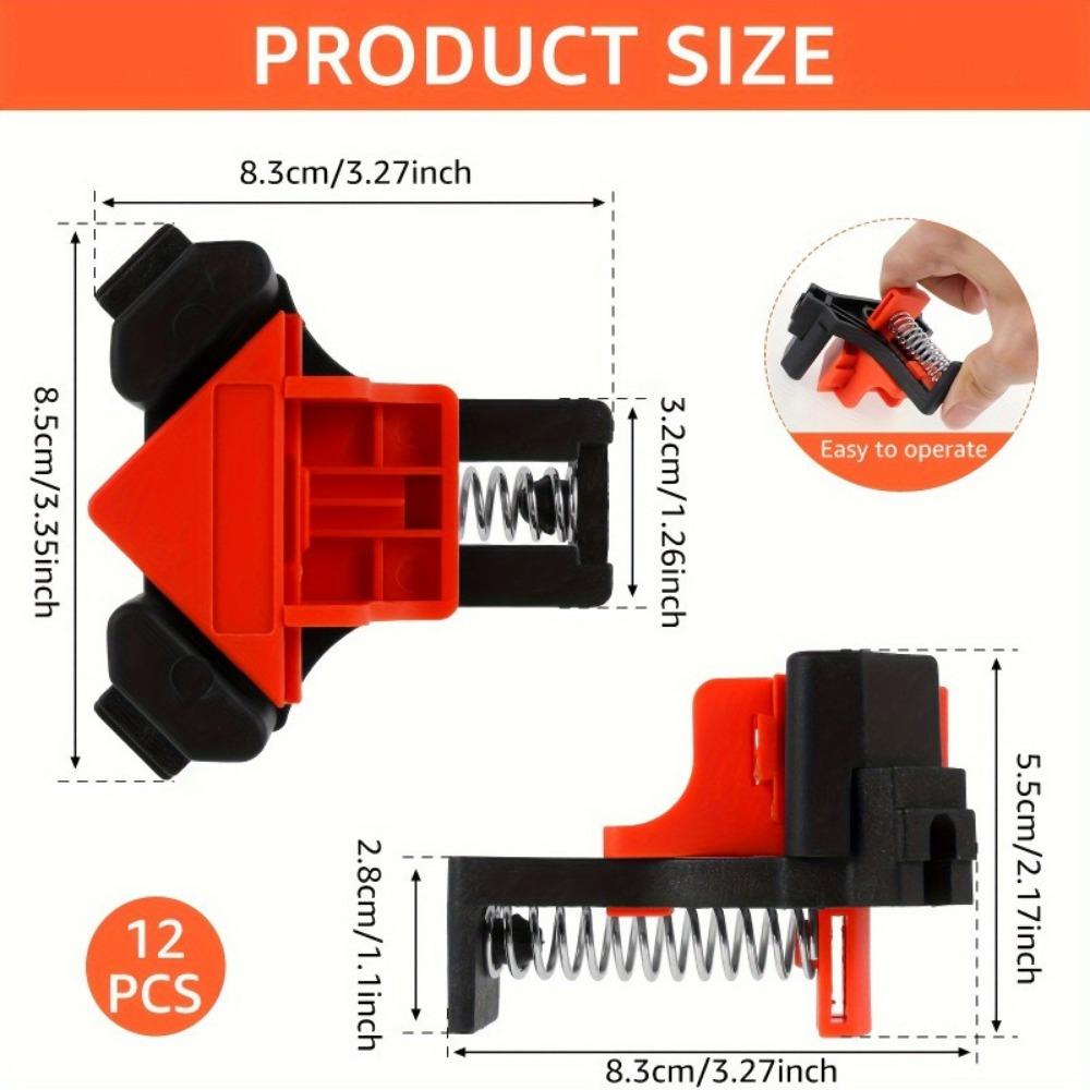 4PCS ABS Adjustable Angle Clip, 90 Degree Angle Clip,Photo Frame Clip Set, Woodworking and Restoration Tools, with T-Connection and Angle Connection