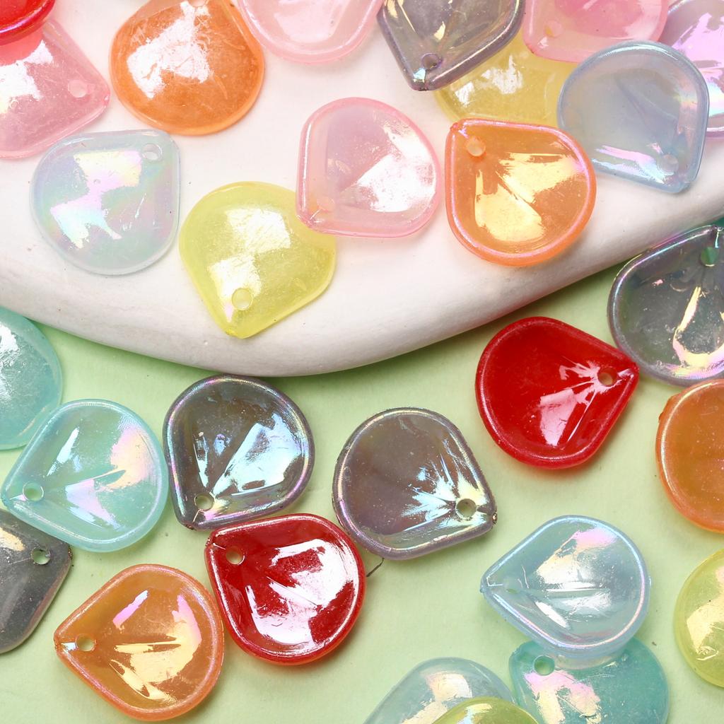 13.5*14.8mm 20pcs Acrylic AB Colors Flower Petals Beads Pendant DIY Hairpin Earrings Bracelet Accessories For Jewelry Making