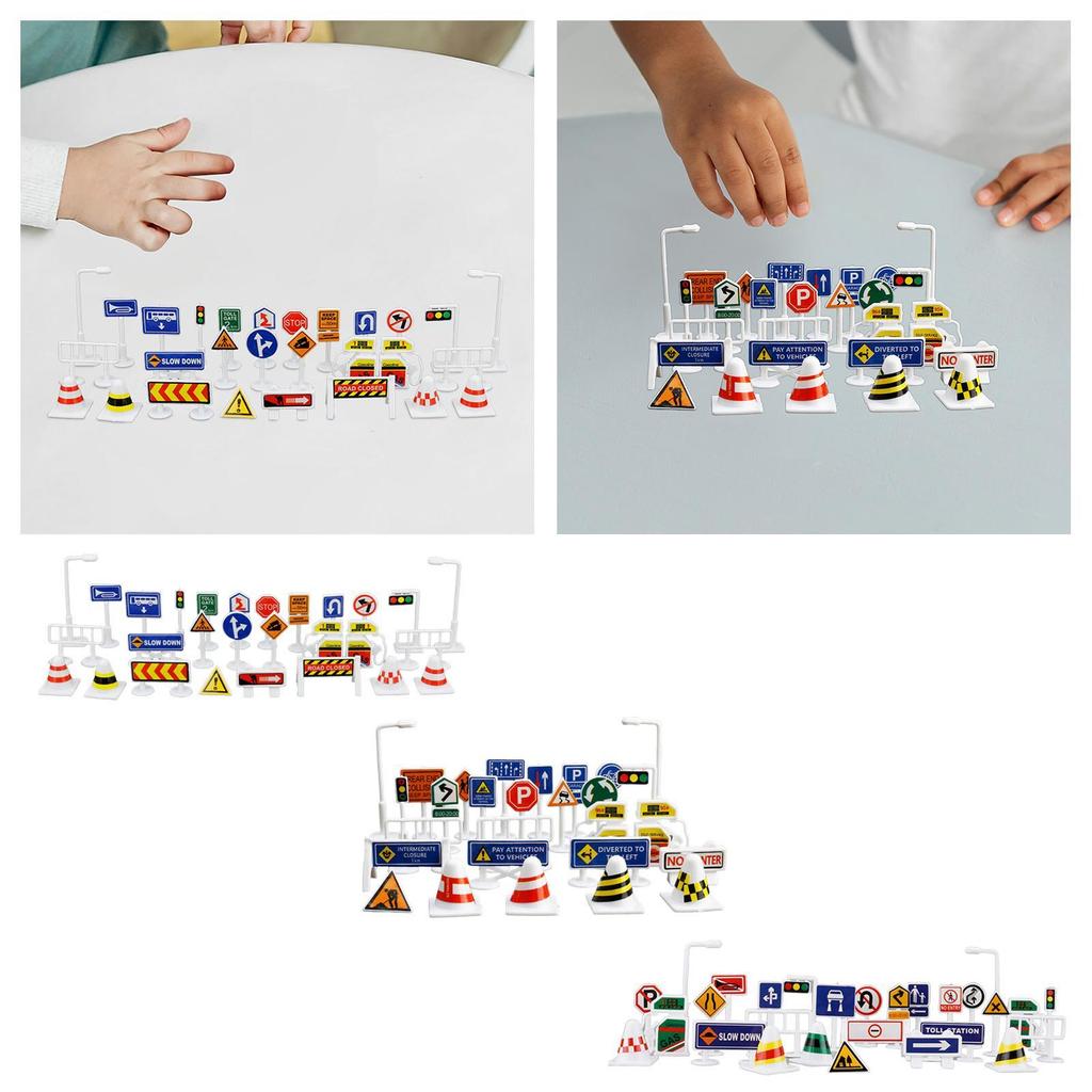 28Pcs 1:64 Scale Street Road Signs Playset S Scale Train Railway Sand Table Layout Decoration Diorama Scenery Model Decoration