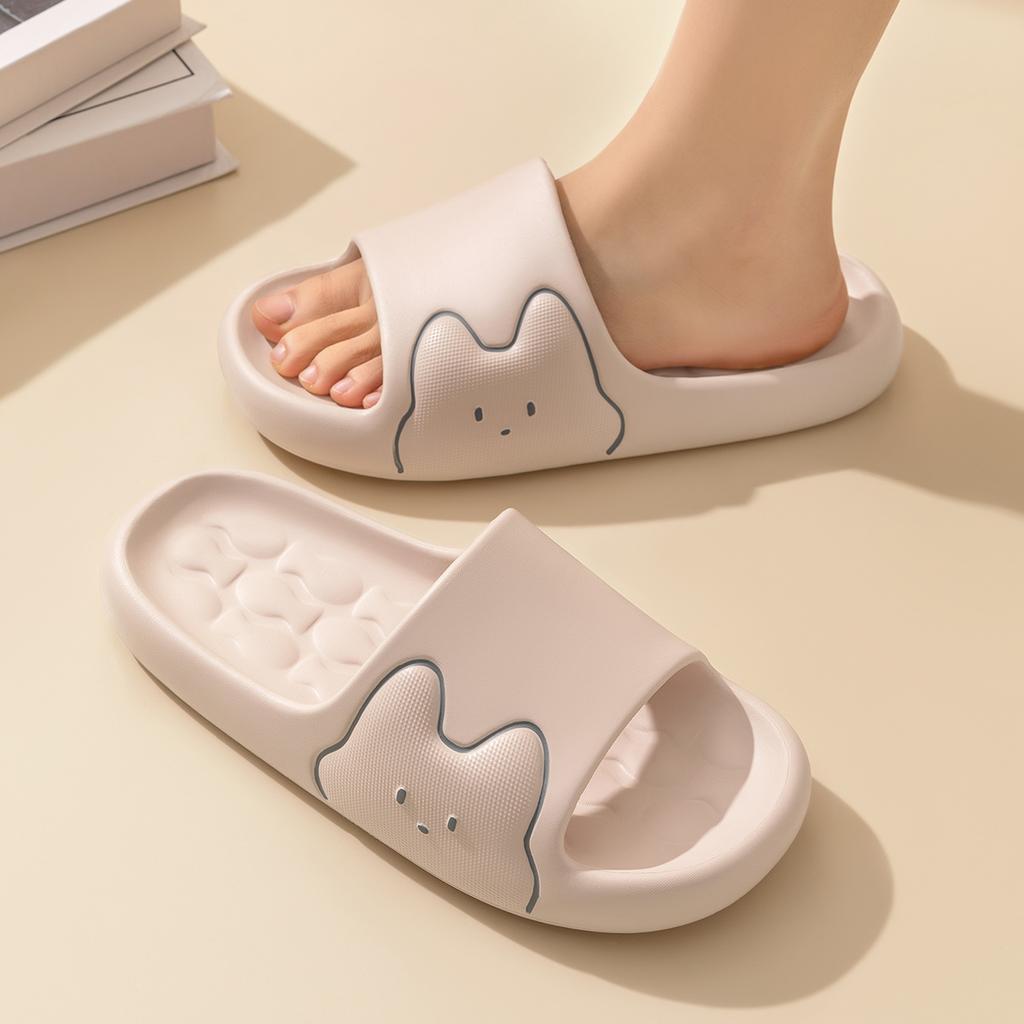Cute Women Home Slippers Thick Bottom EVA Indoor Slides Soft Comfortable Non-slip Slippers Breathable Lightweight Men Bathroom Slippers