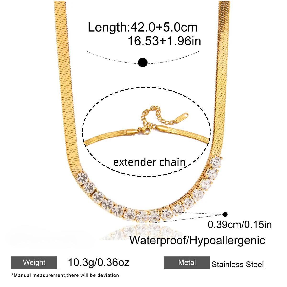 

Classic Style Sporty Gold Stainless Steel Geometric Rhinestone Blade Necklace Bamboo Chain Women Autumn Winter Sweater