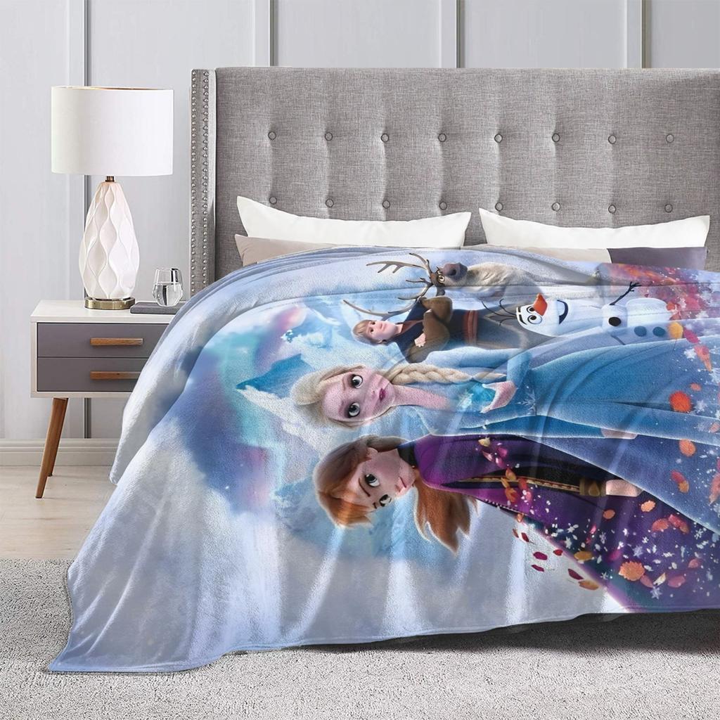 Frozen Elsa Anna Olaf Fantasy Comedy Knitted Blankets Fleece Super Warm Throw Blanket for Bedroom Sofa Bedspread